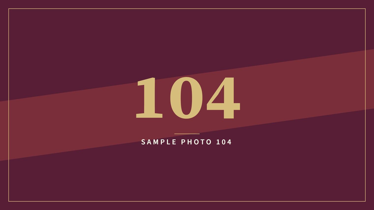 A sample image in the AFCO 5:20 colors that reads Sample Photo 104.