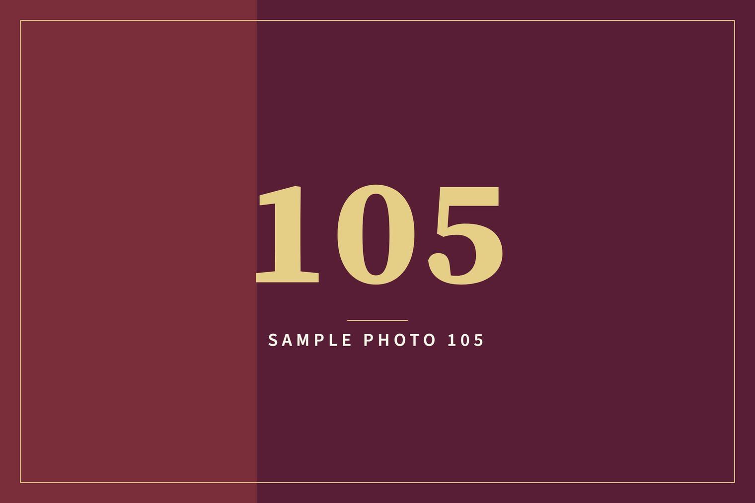 A sample image in the AFCO 5:20 colors that reads Sample Photo 105.