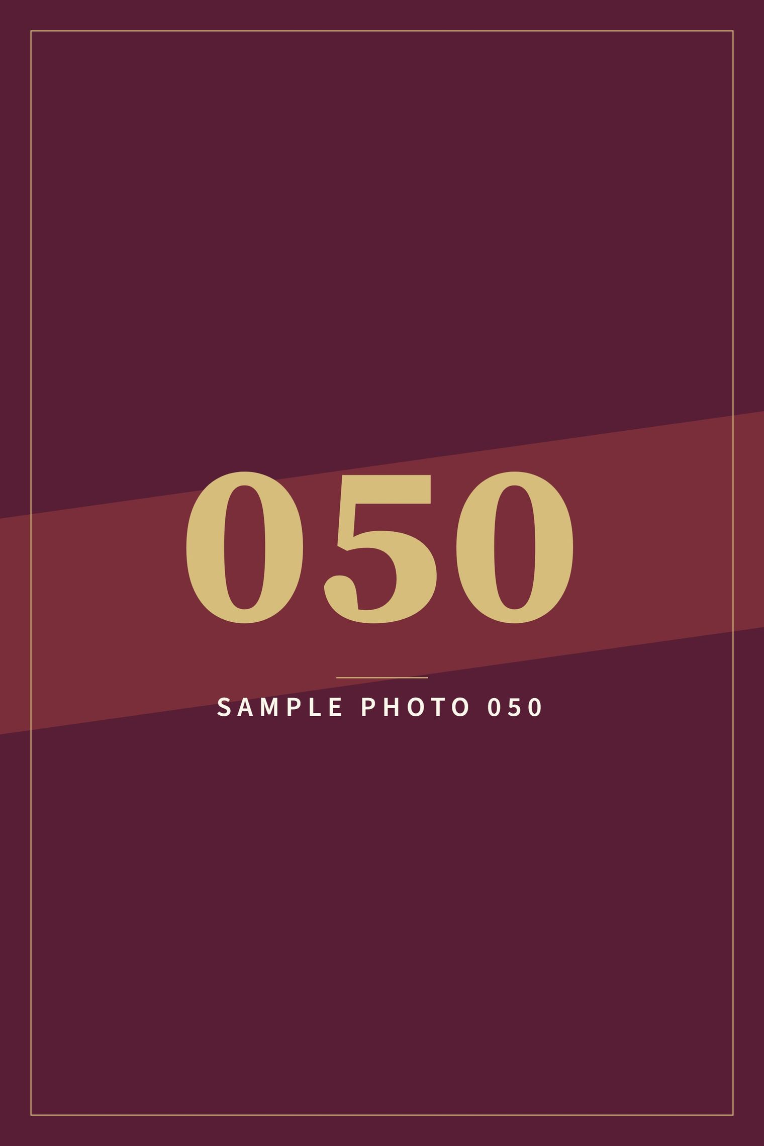 A sample image in the AFCO 5:20 colors that reads Sample Photo 050.