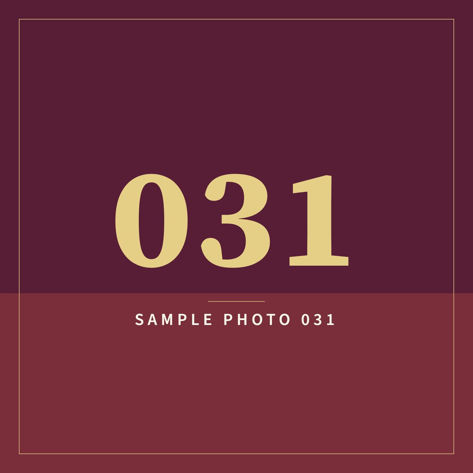 A sample image in the AFCO 5:20 colors that reads Sample Photo 031.