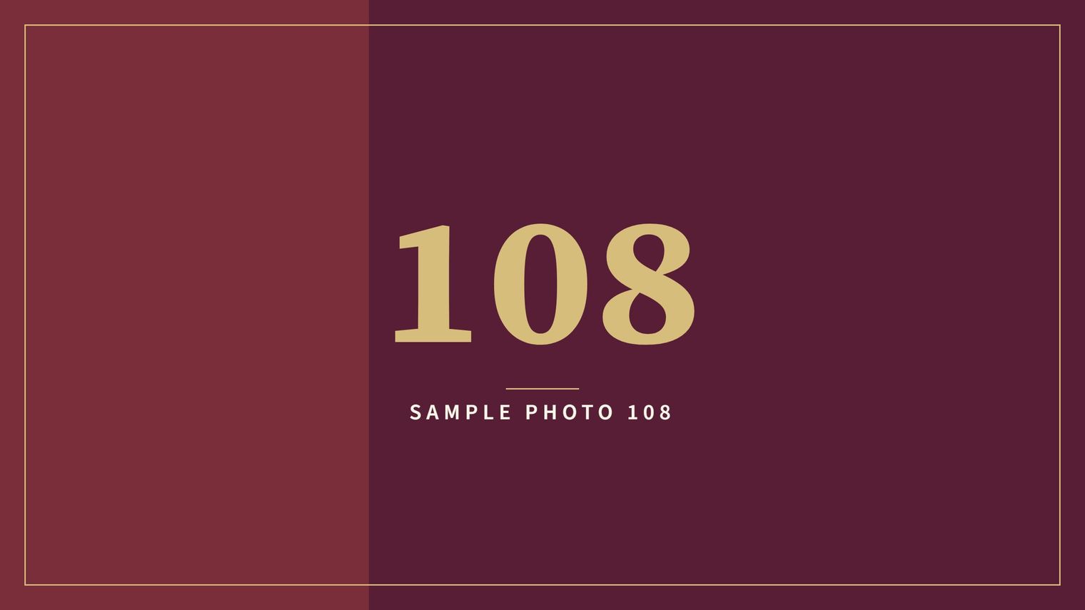 A sample image in the AFCO 5:20 colors that reads Sample Photo 108.