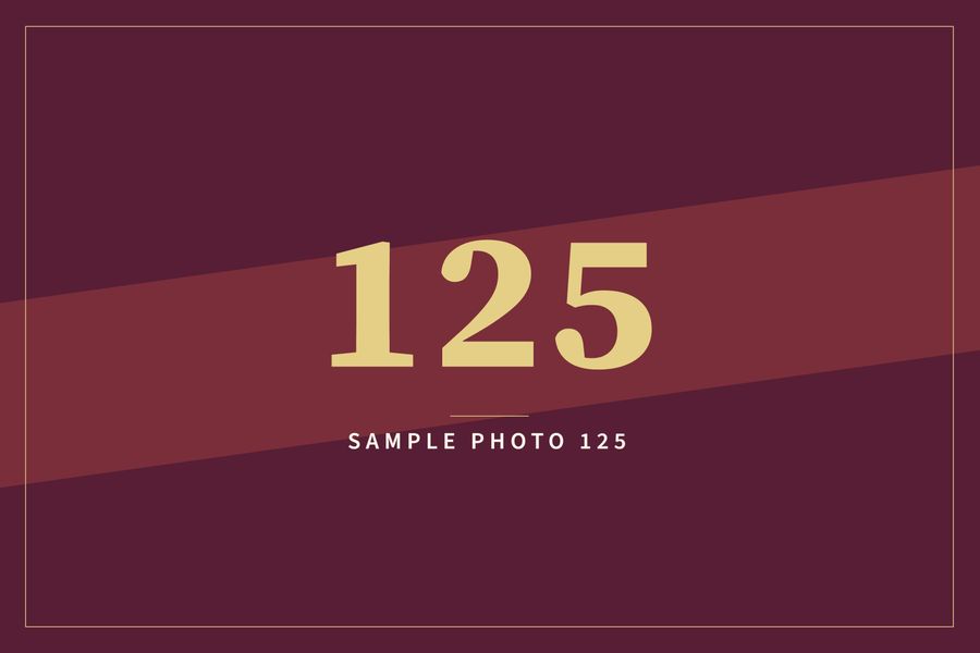 A sample image in the AFCO 5:20 colors that reads Sample Photo 125.