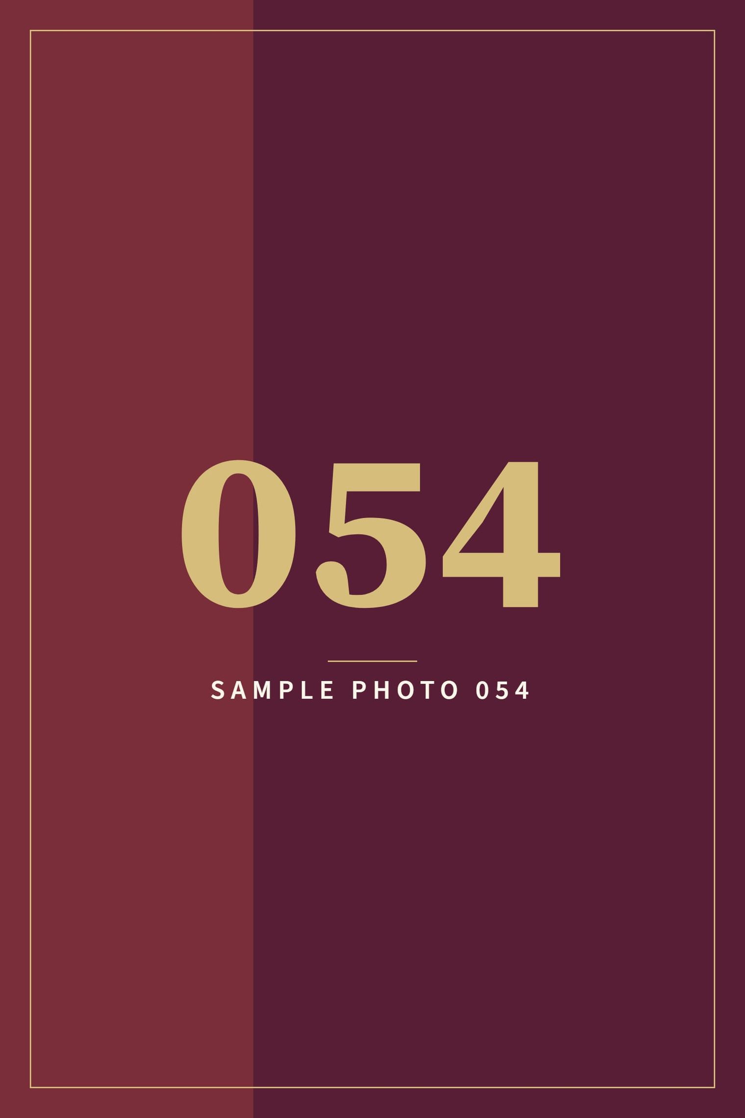 A sample image in the AFCO 5:20 colors that reads Sample Photo 054.