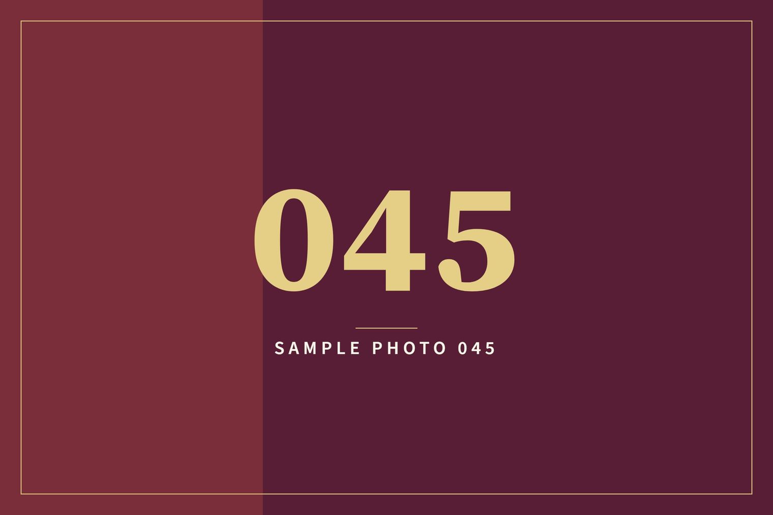A sample image in the AFCO 5:20 colors that reads Sample Photo 045.