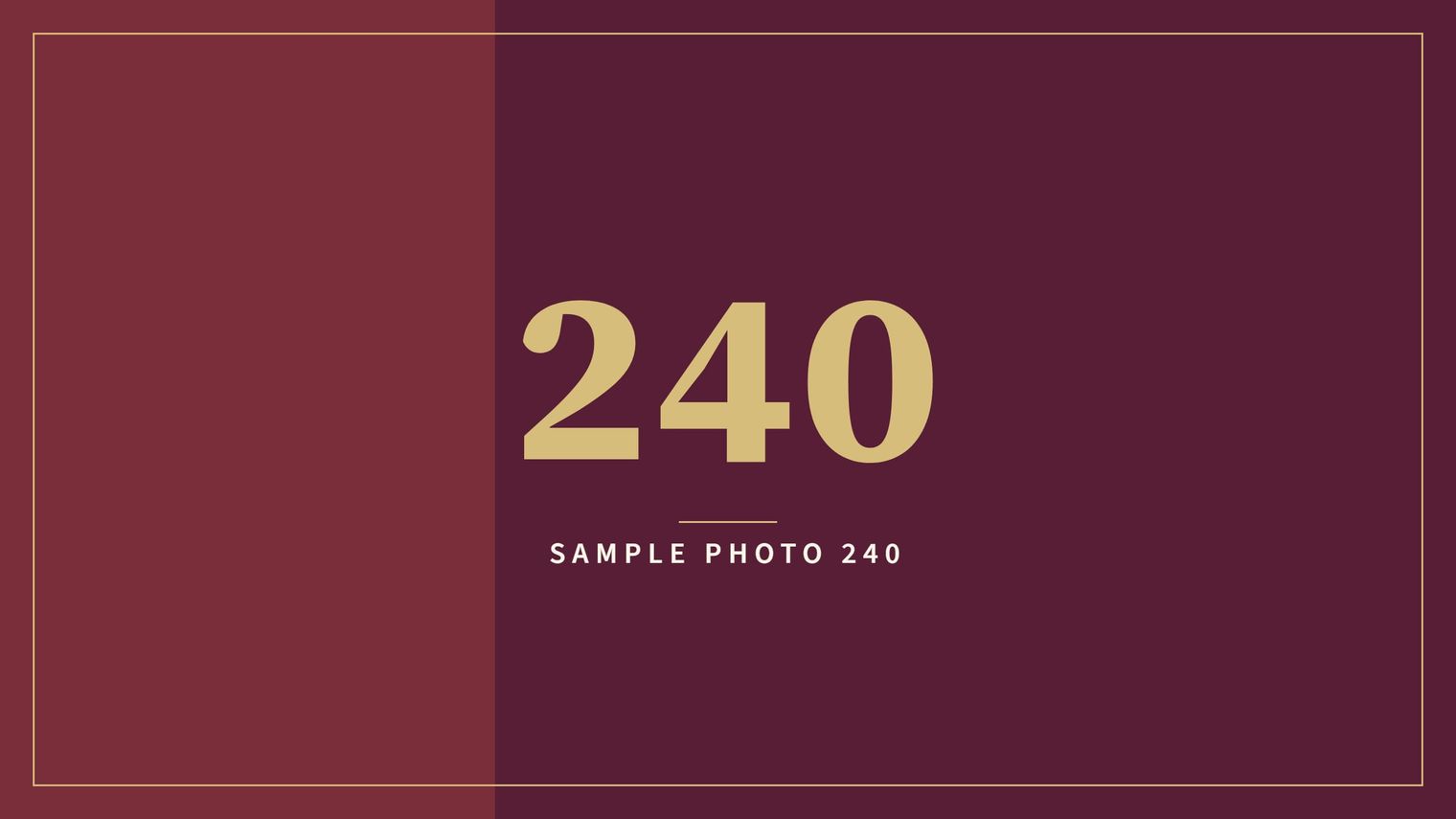 A sample image in the AFCO 5:20 colors that reads Sample Photo 240.