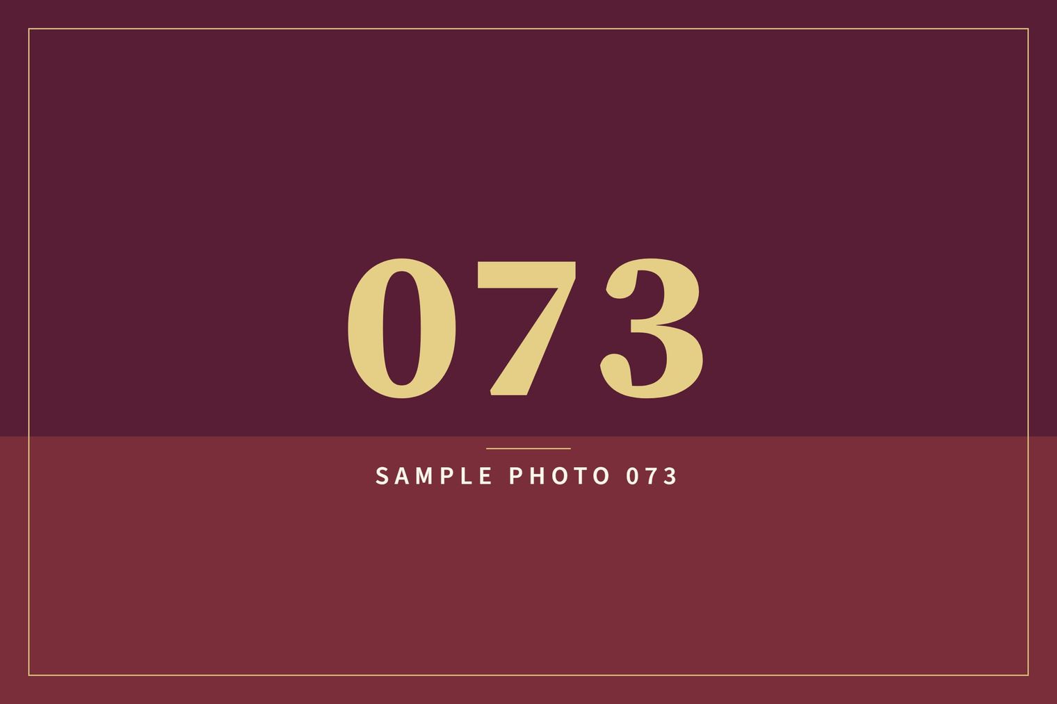 A sample image in the AFCO 5:20 colors that reads Sample Photo 073.