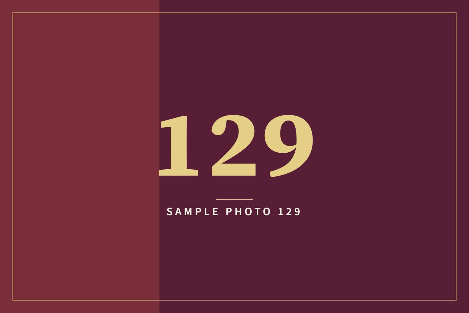 A sample image in the AFCO 5:20 colors that reads Sample Photo 129.