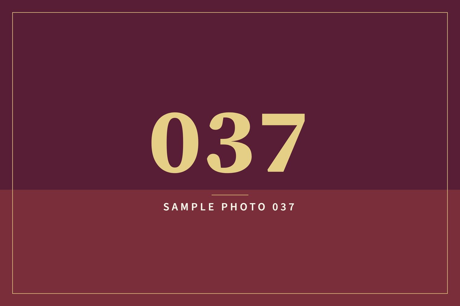 A sample image in the AFCO 5:20 colors that reads Sample Photo 037.