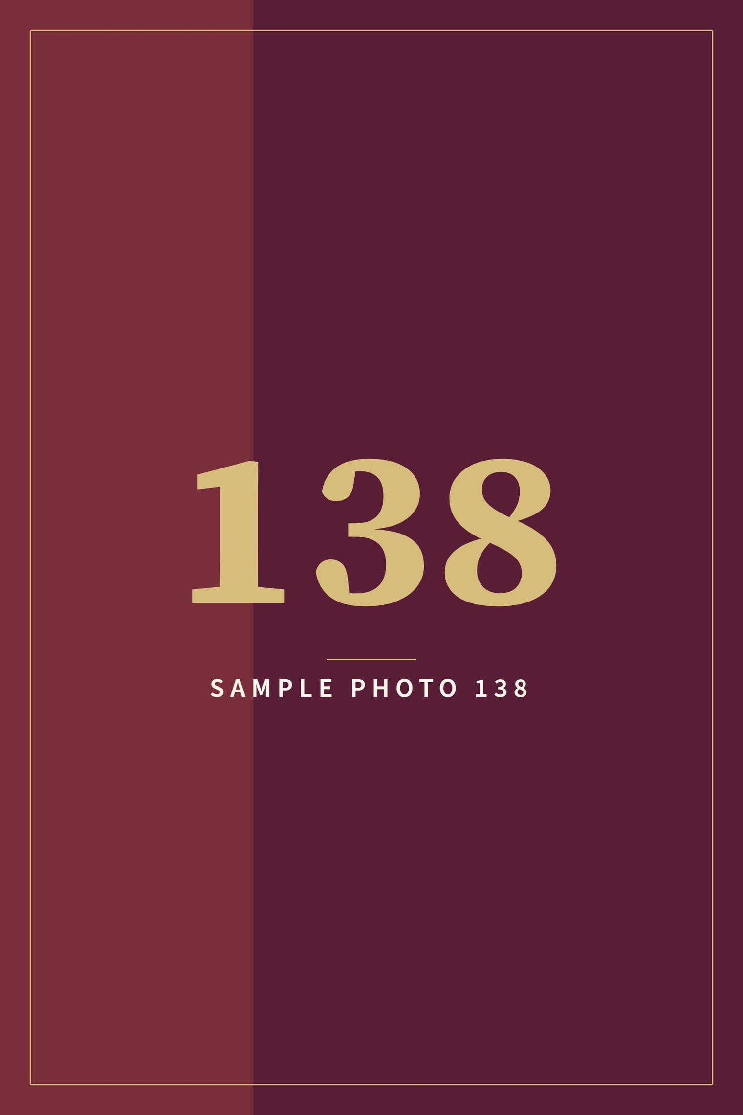 A sample image in the AFCO 5:20 colors that reads Sample Photo 138.