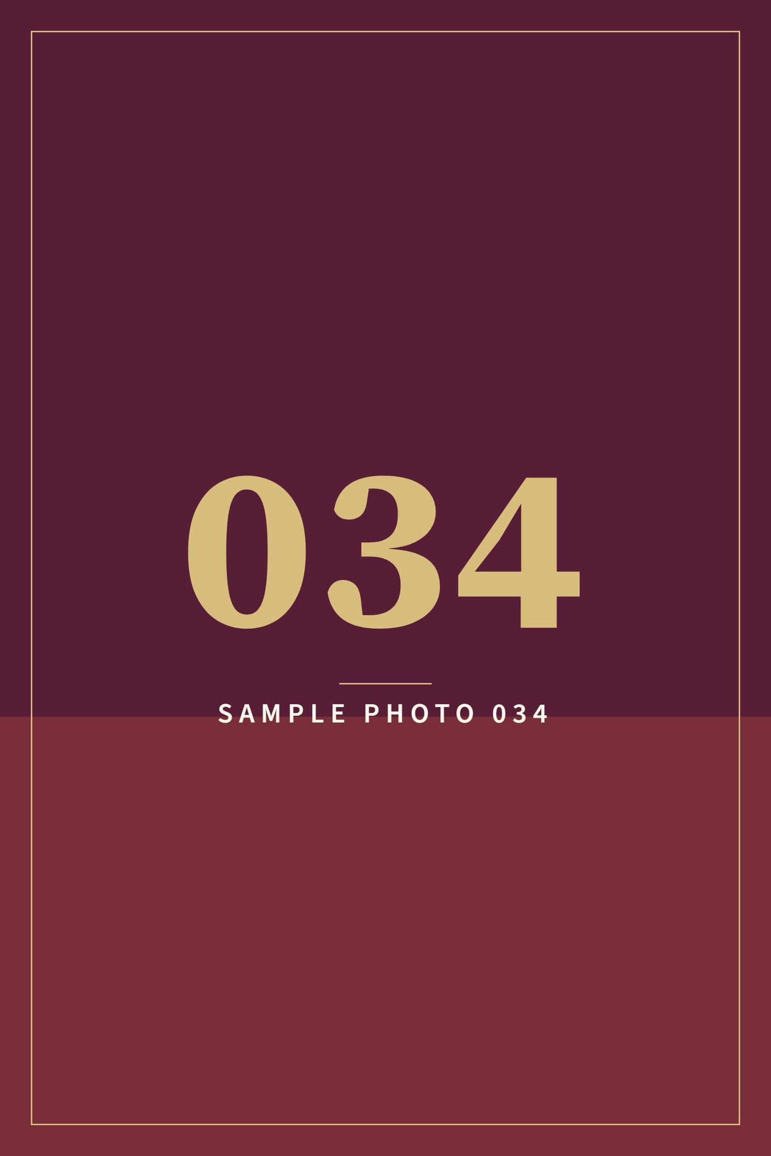 A sample image in the AFCO 5:20 colors that reads Sample Photo 034.