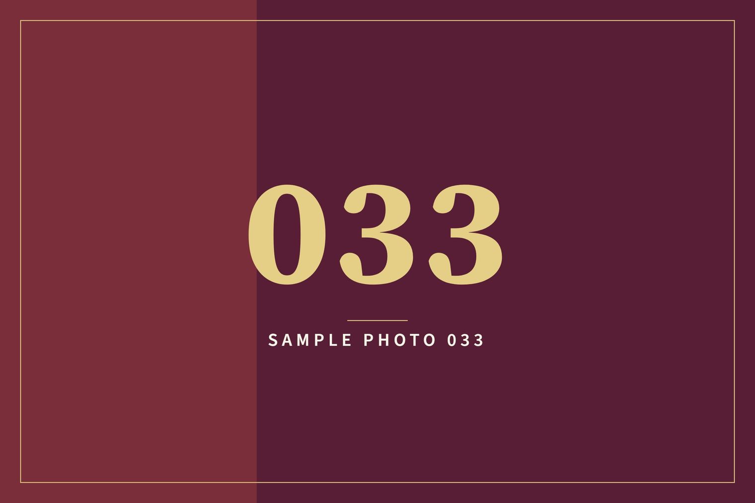 A sample image in the AFCO 5:20 colors that reads Sample Photo 033.