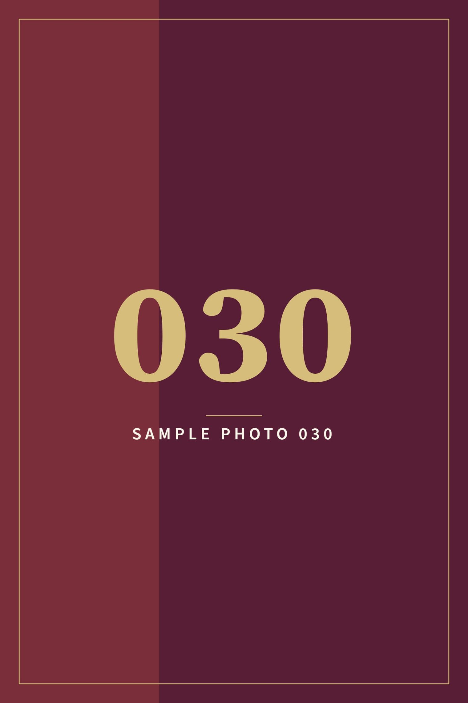 A sample image in the AFCO 5:20 colors that reads Sample Photo 030.