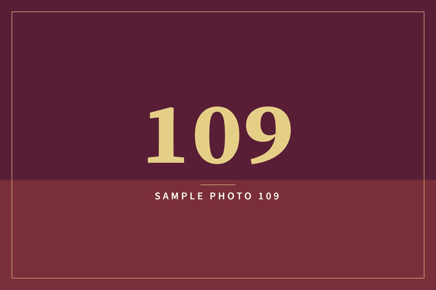 A sample image in the AFCO 5:20 colors that reads Sample Photo 109.