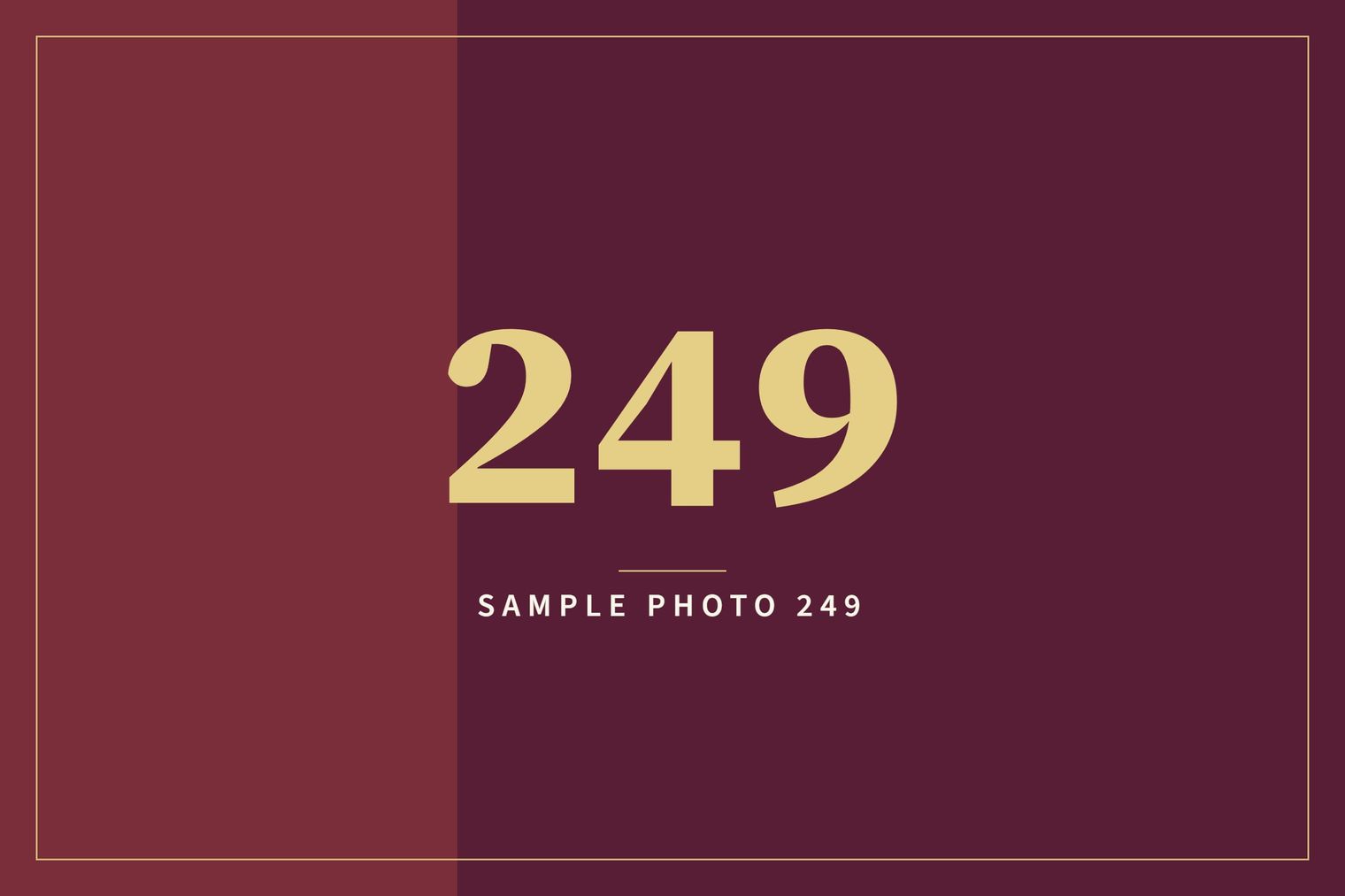 A sample image in the AFCO 5:20 colors that reads Sample Photo 249.
