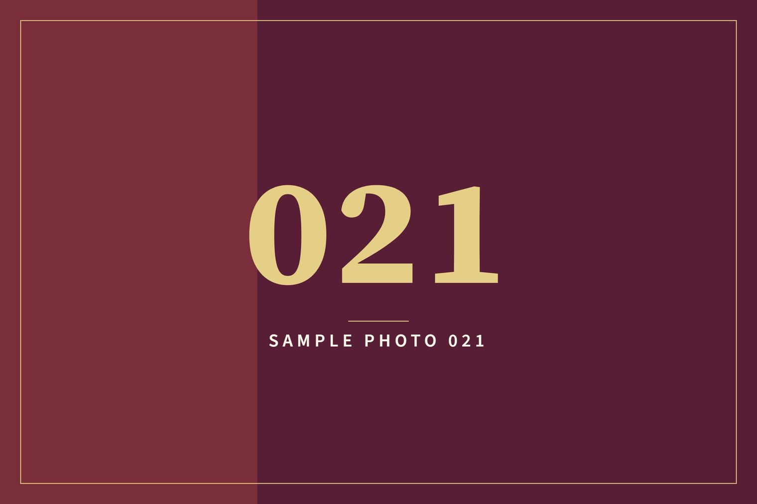 A sample image in the AFCO 5:20 colors that reads Sample Photo 021.