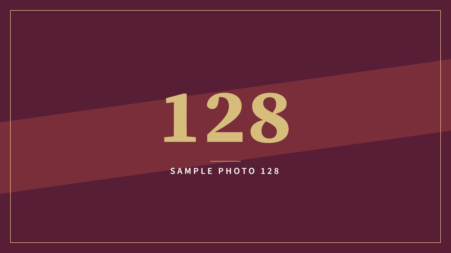 A sample image in the AFCO 5:20 colors that reads Sample Photo 128.