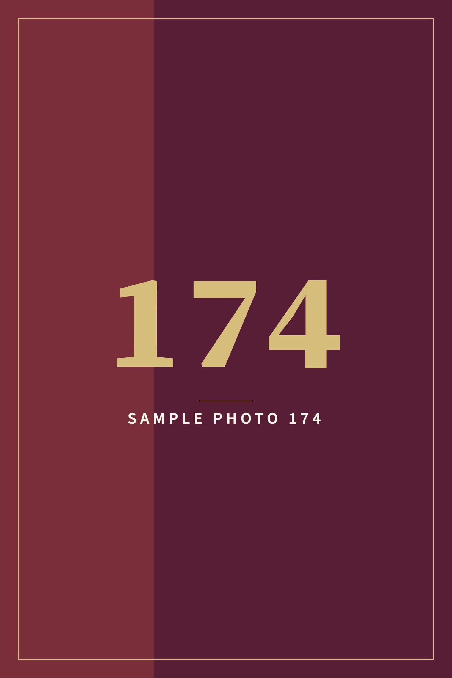 A sample image in the AFCO 5:20 colors that reads Sample Photo 174.