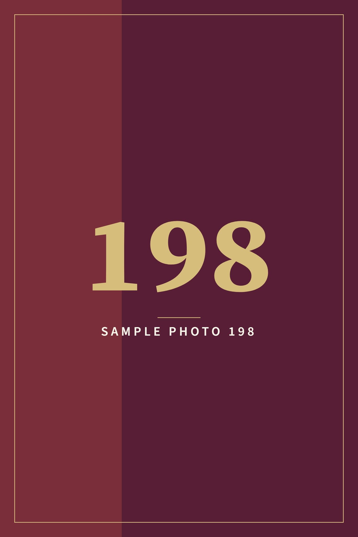 A sample image in the AFCO 5:20 colors that reads Sample Photo 198.