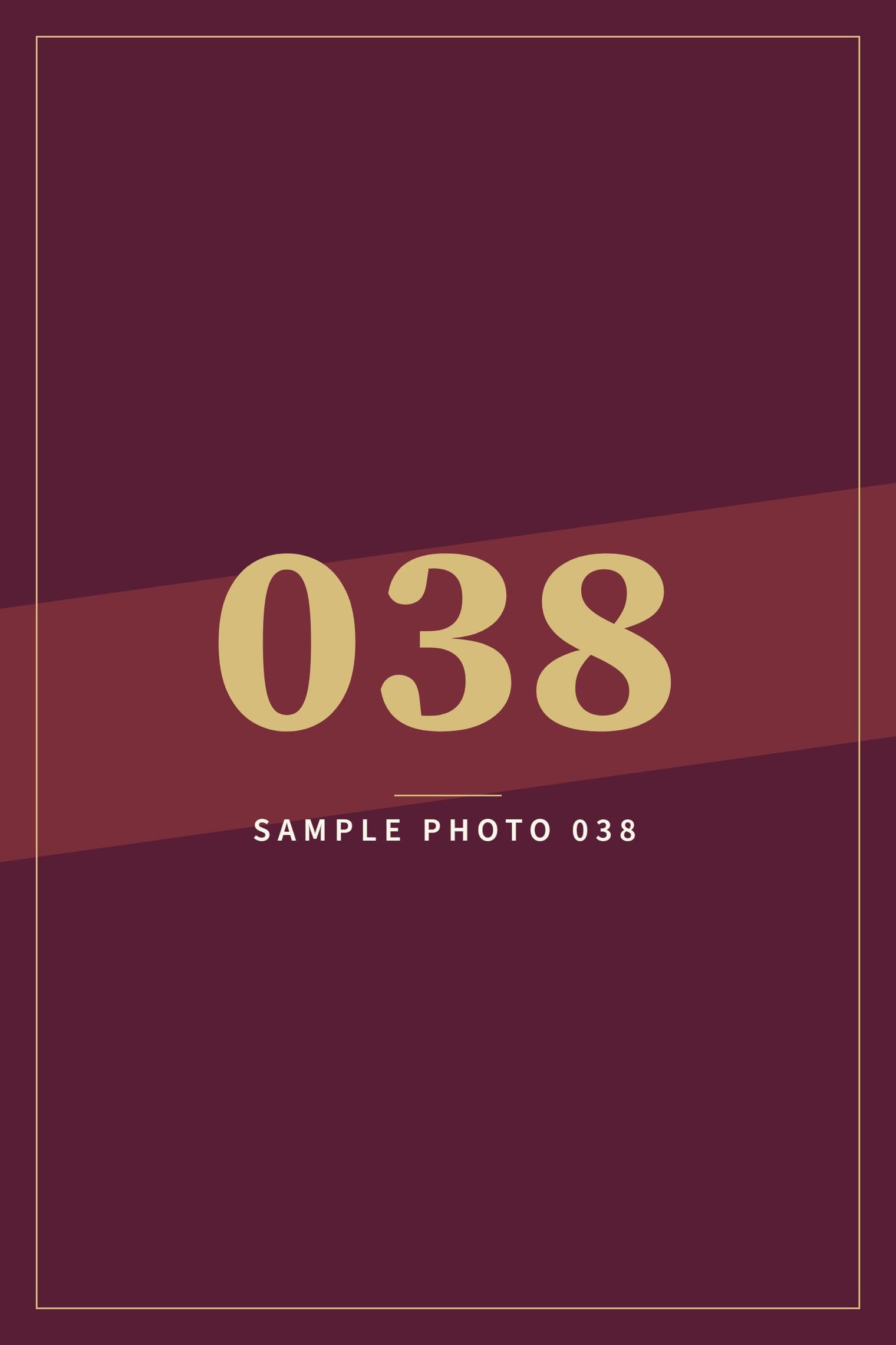 A sample image in the AFCO 5:20 colors that reads Sample Photo 038.