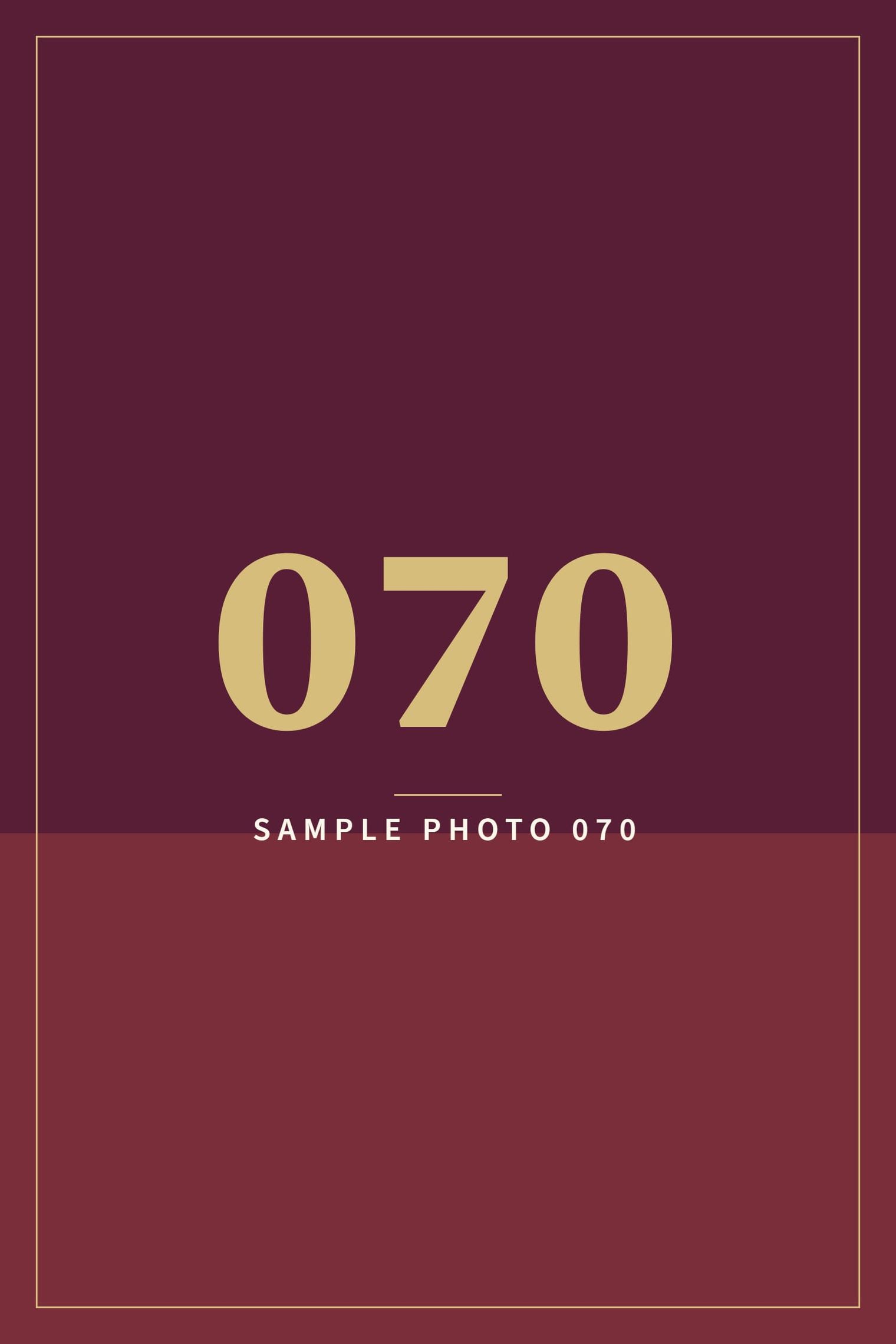 A sample image in the AFCO 5:20 colors that reads Sample Photo 070.