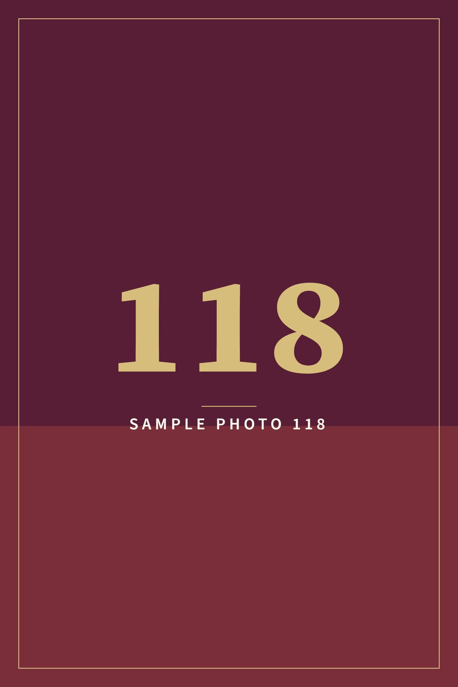 A sample image in the AFCO 5:20 colors that reads Sample Photo 118.