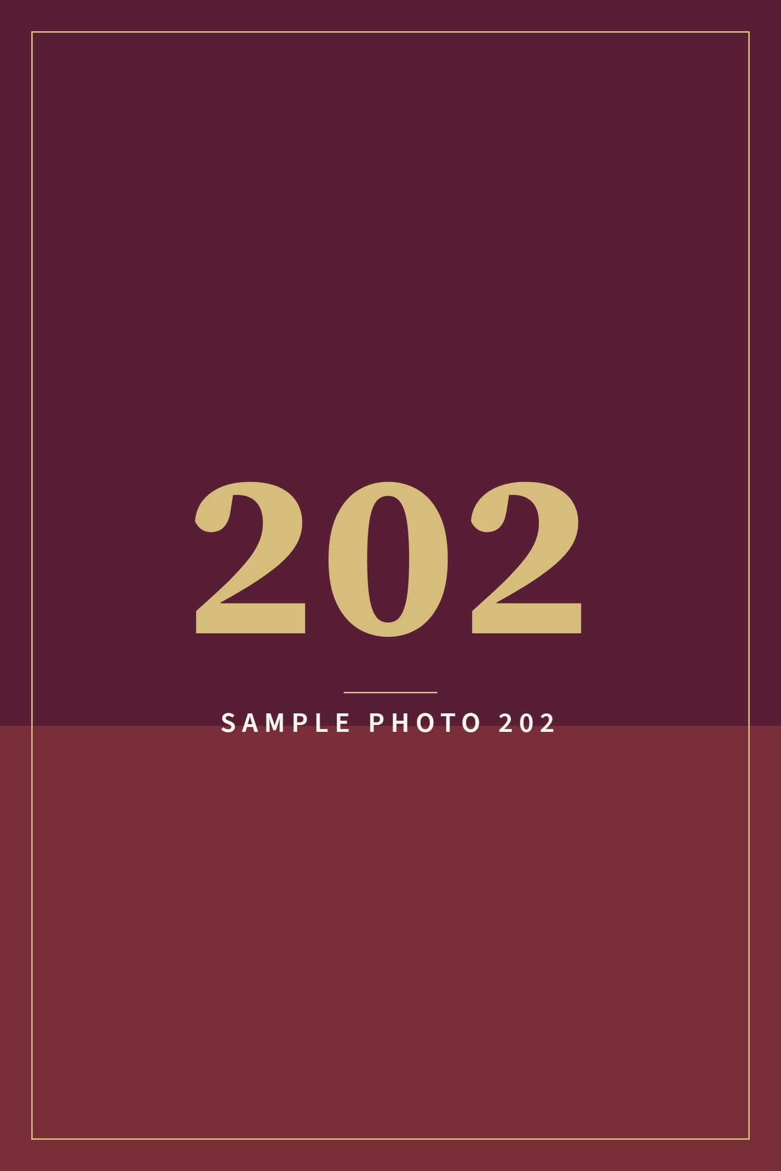 A sample image in the AFCO 5:20 colors that reads Sample Photo 202.