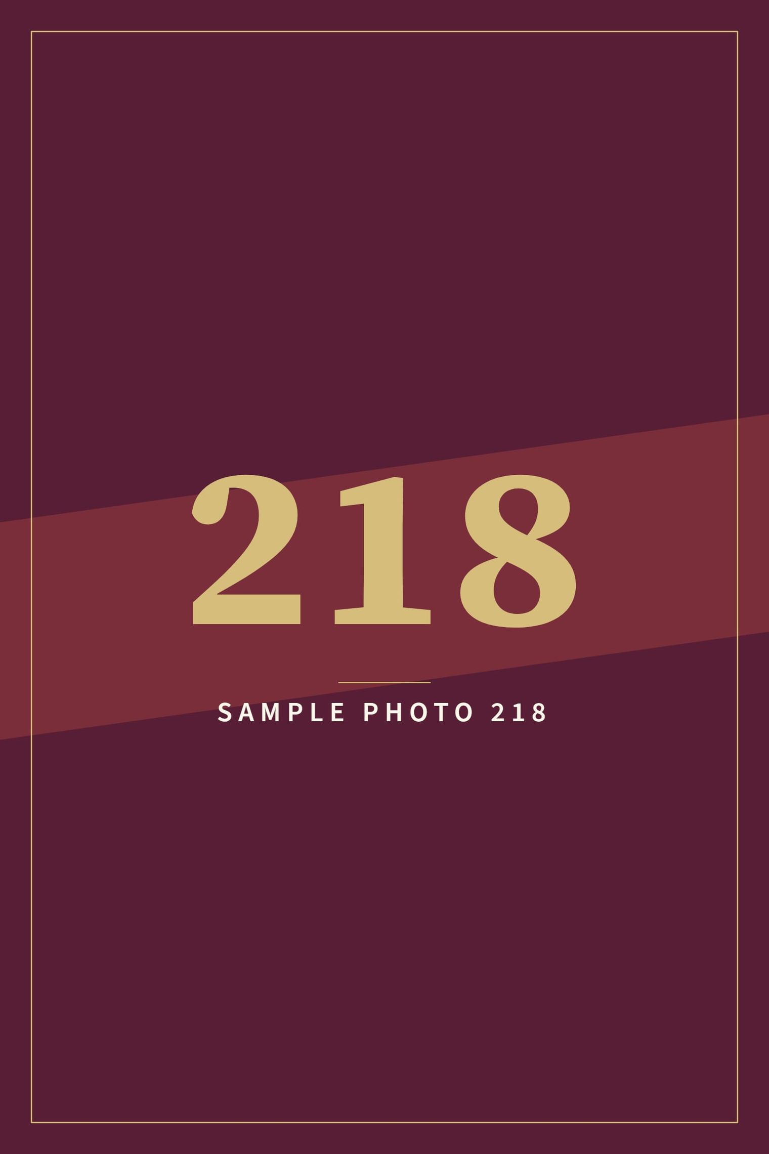 A sample image in the AFCO 5:20 colors that reads Sample Photo 218.