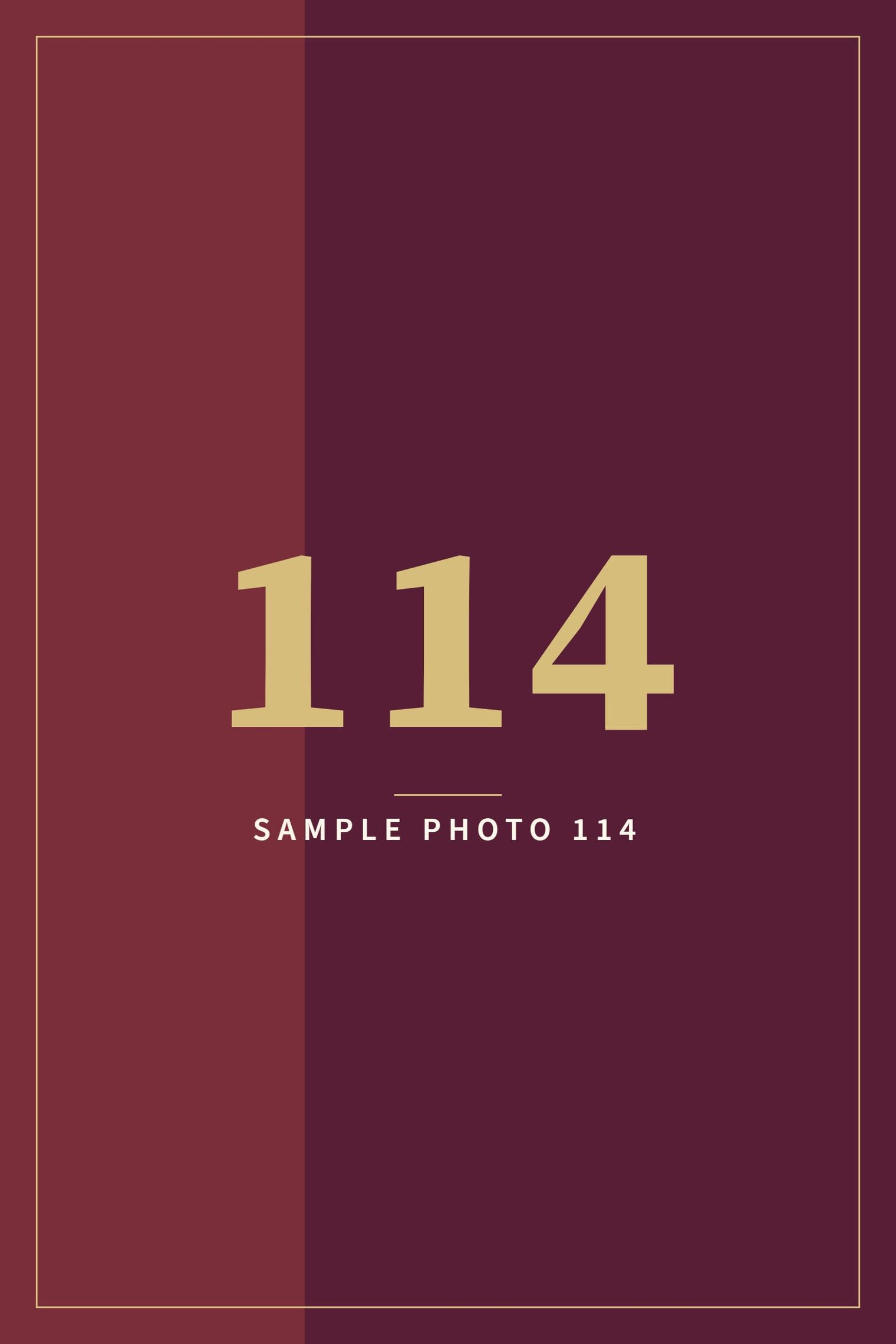 A sample image in the AFCO 5:20 colors that reads Sample Photo 114.