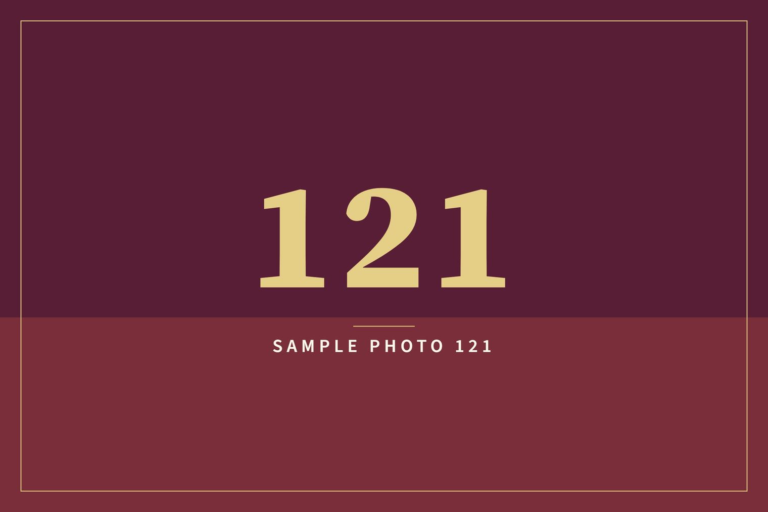 A sample image in the AFCO 5:20 colors that reads Sample Photo 121.