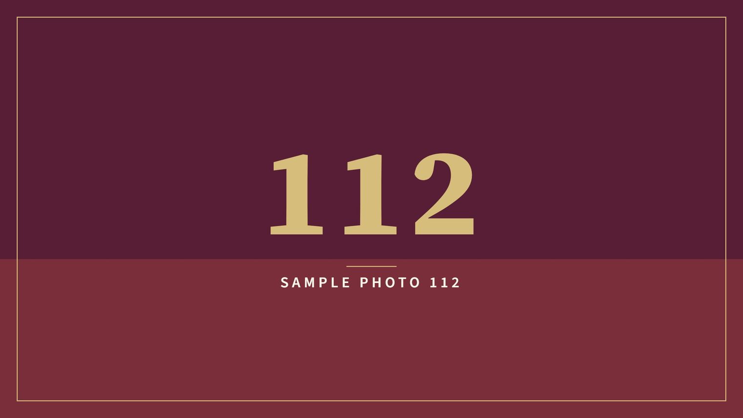 A sample image in the AFCO 5:20 colors that reads Sample Photo 112.