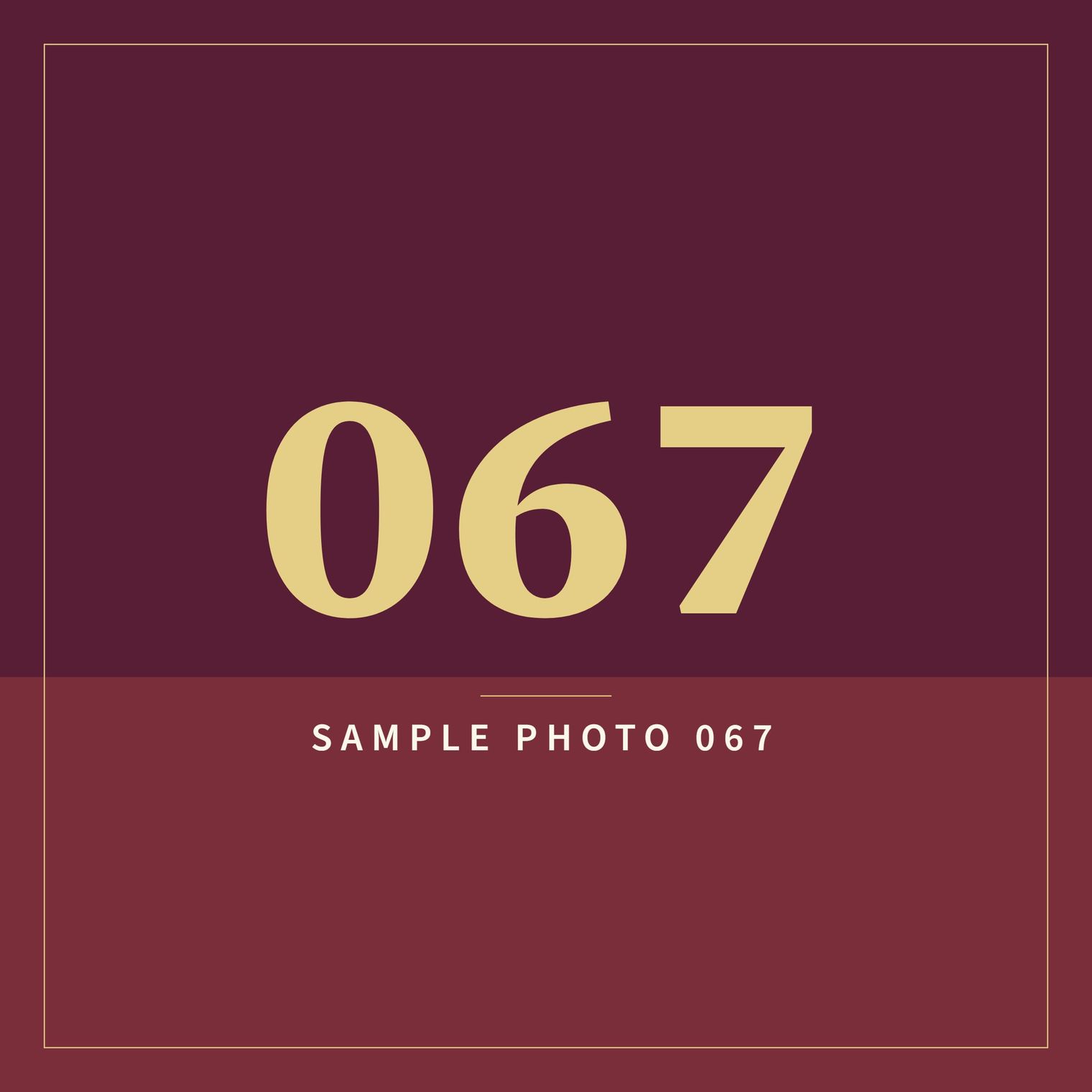 A sample image in the AFCO 5:20 colors that reads Sample Photo 067.