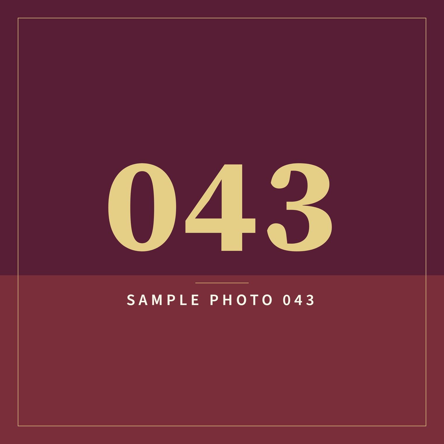 A sample image in the AFCO 5:20 colors that reads Sample Photo 043.