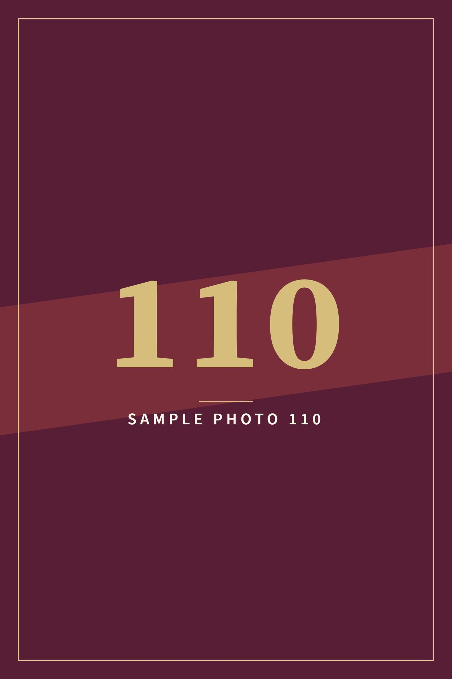 A sample image in the AFCO 5:20 colors that reads Sample Photo 110.