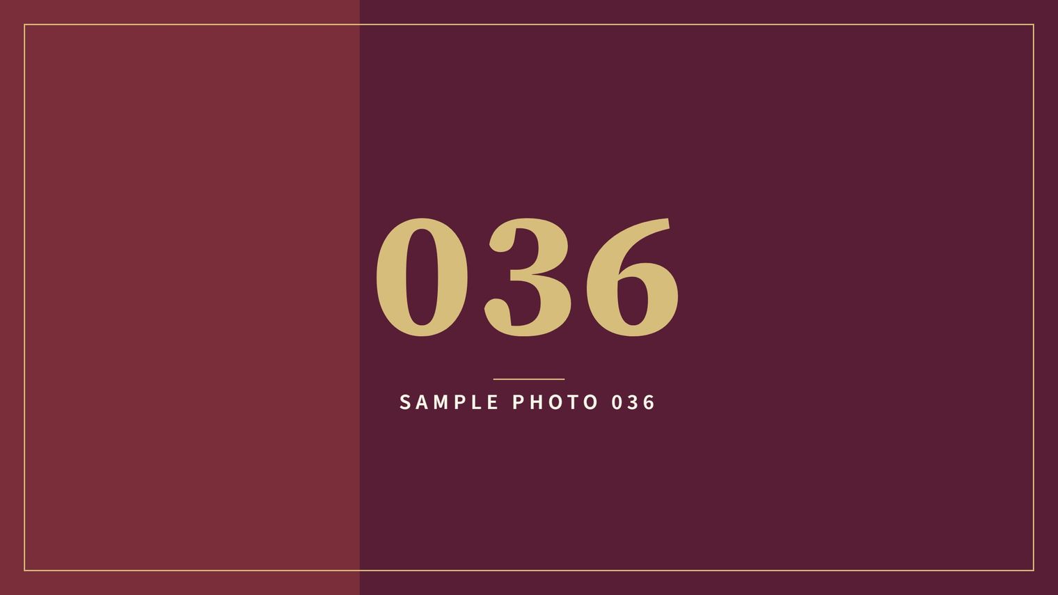 A sample image in the AFCO 5:20 colors that reads Sample Photo 036.