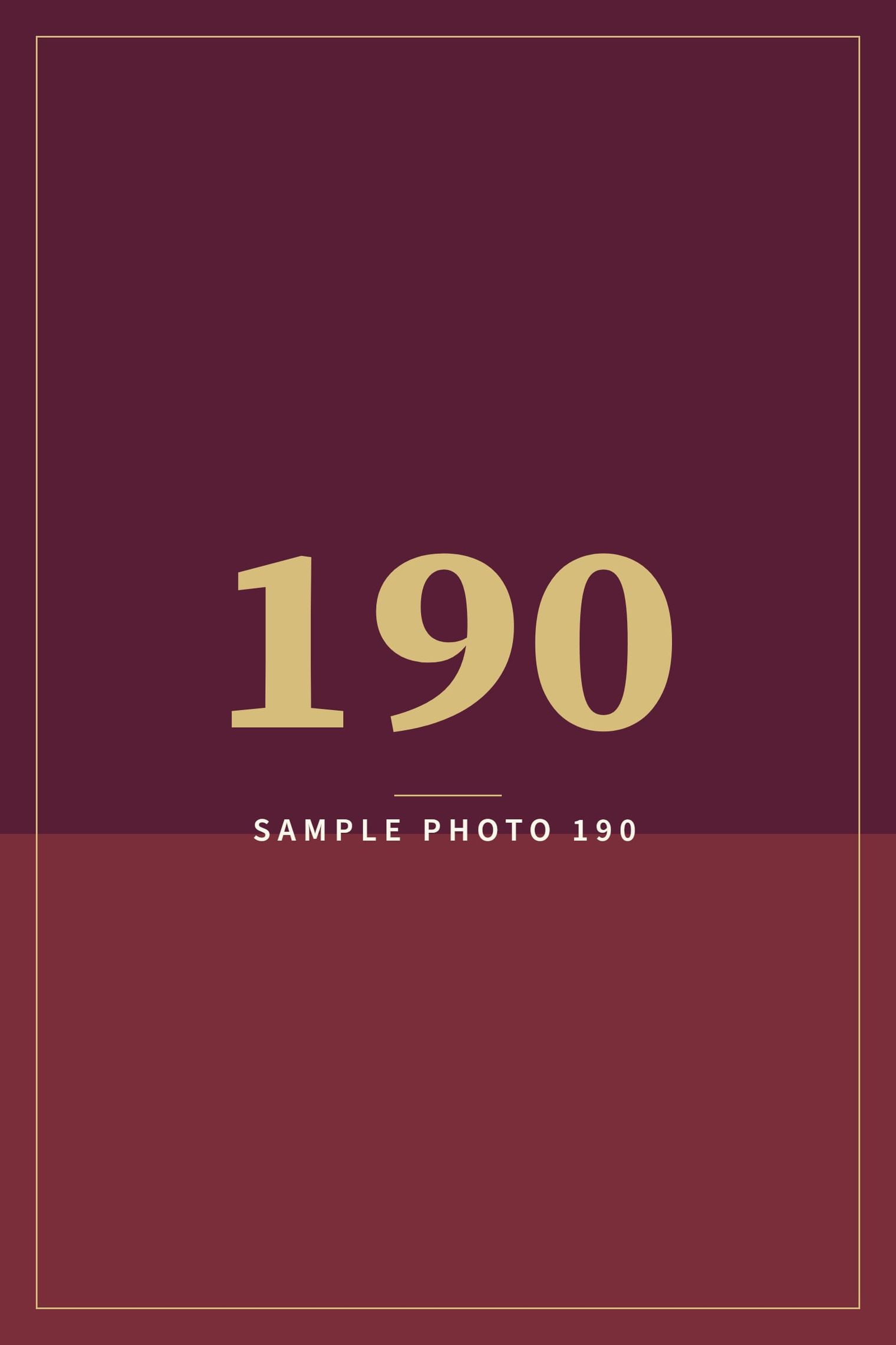 A sample image in the AFCO 5:20 colors that reads Sample Photo 190.