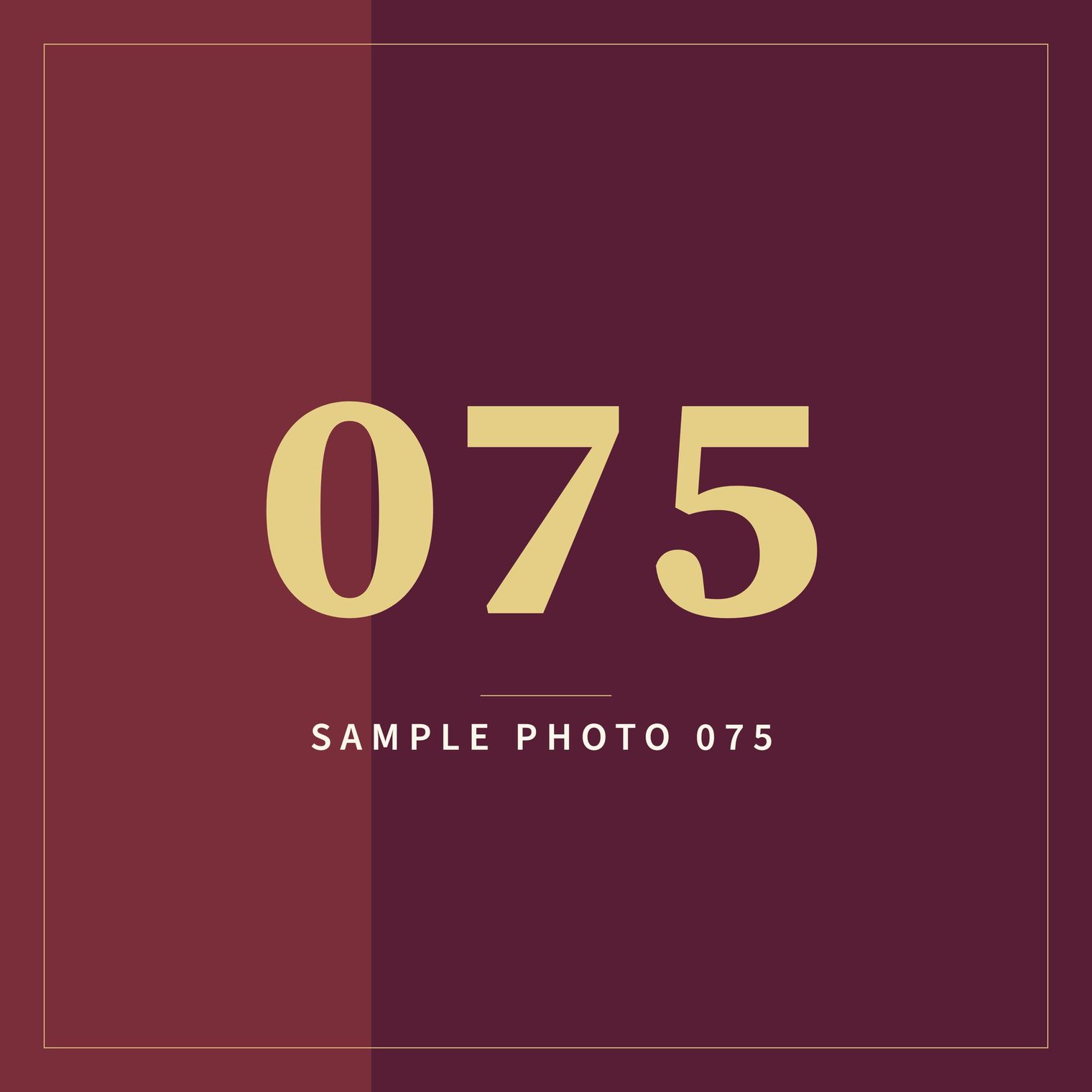 A sample image in the AFCO 5:20 colors that reads Sample Photo 075.