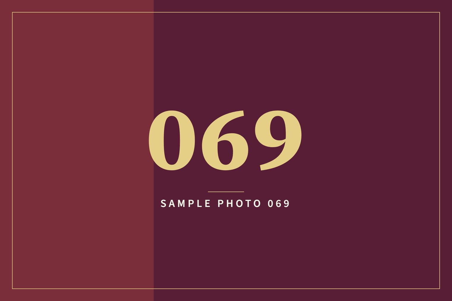 A sample image in the AFCO 5:20 colors that reads Sample Photo 069.