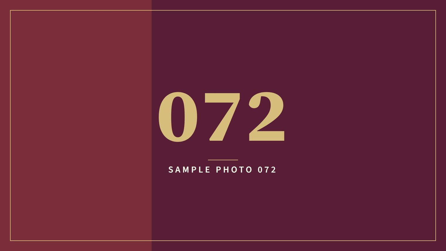 A sample image in the AFCO 5:20 colors that reads Sample Photo 072.