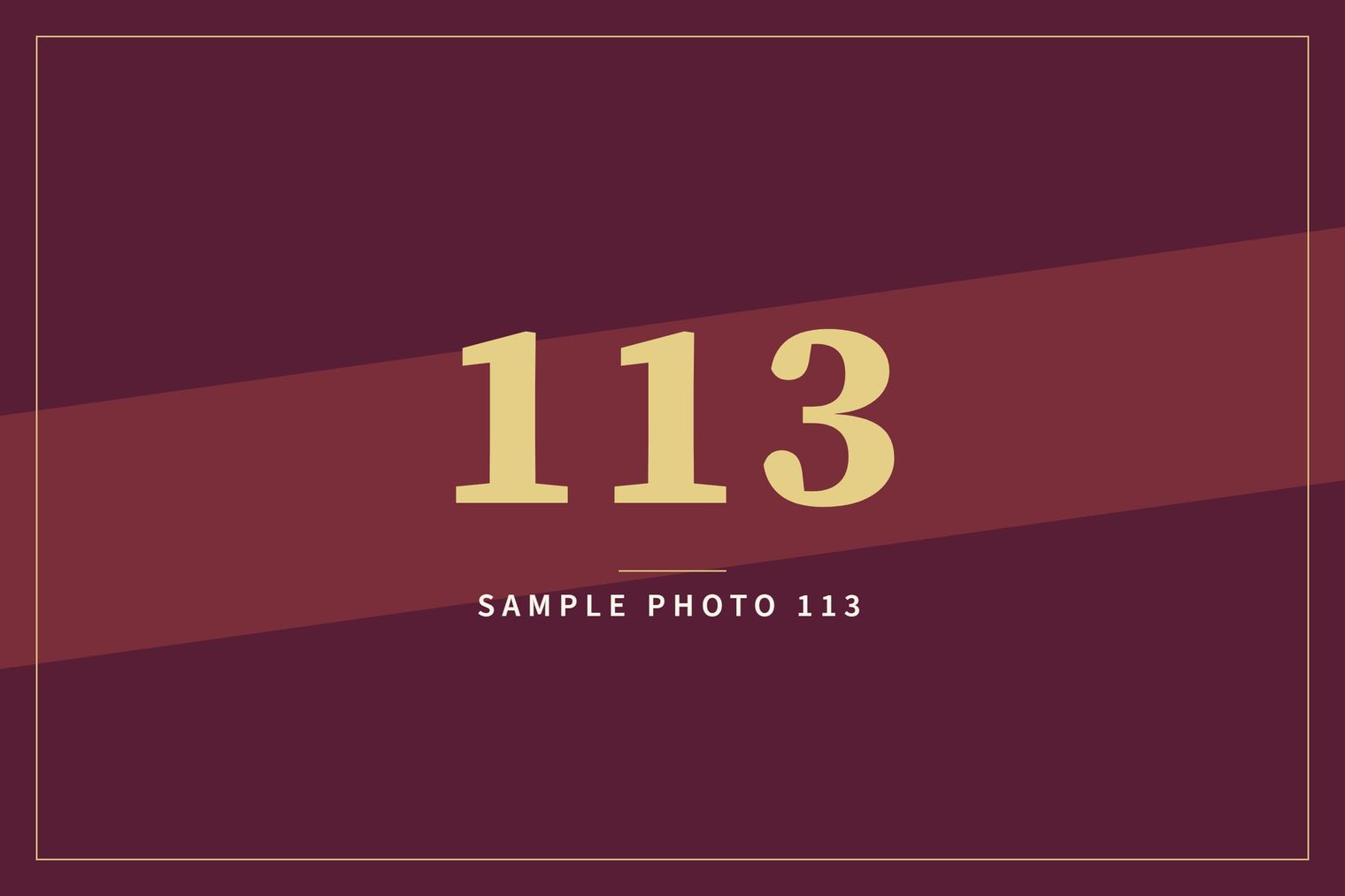 A sample image in the AFCO 5:20 colors that reads Sample Photo 113.