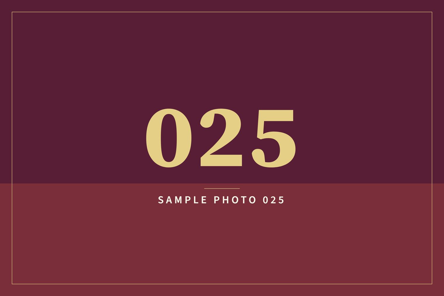 A sample image in the AFCO 5:20 colors that reads Sample Photo 025.