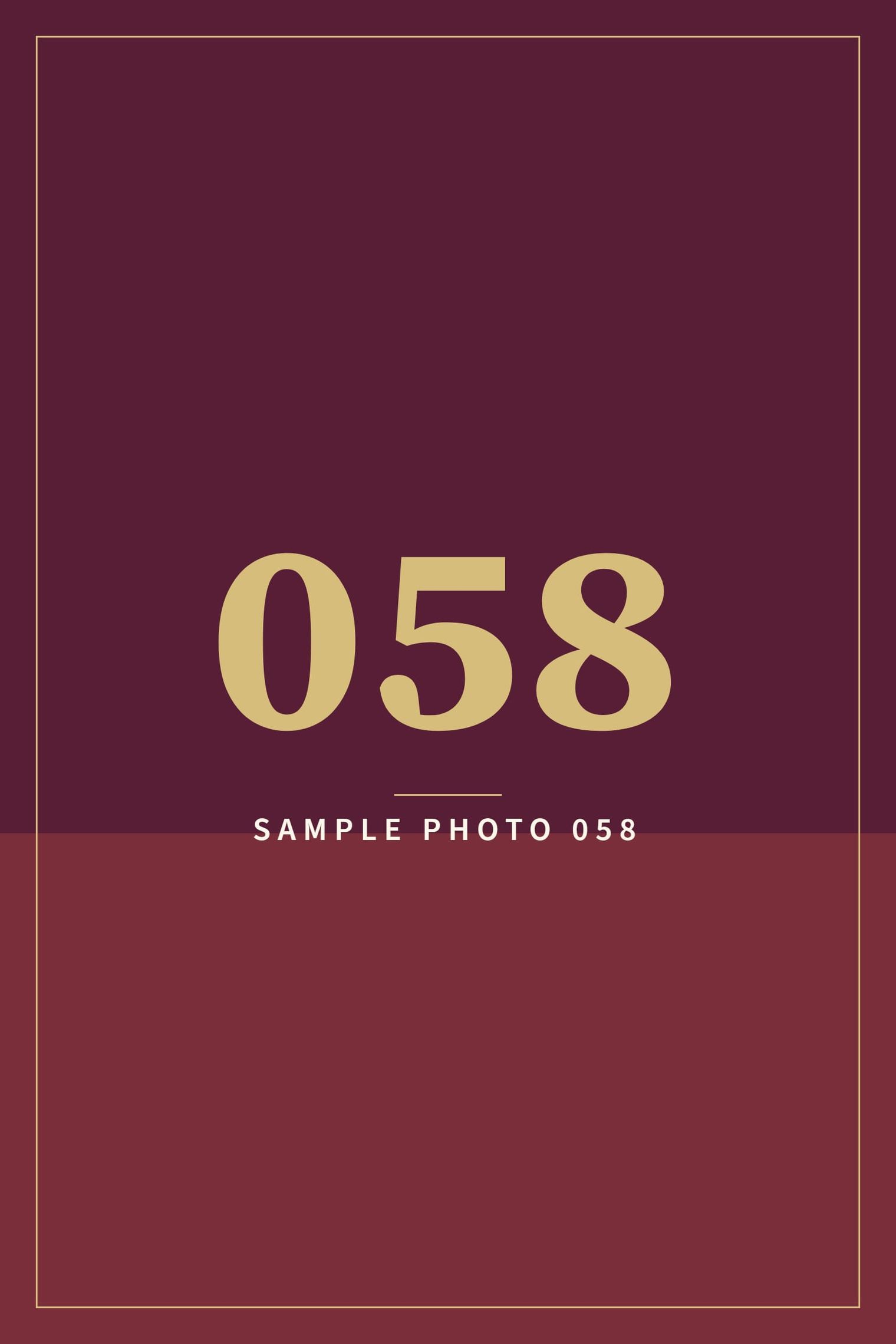 A sample image in the AFCO 5:20 colors that reads Sample Photo 058.