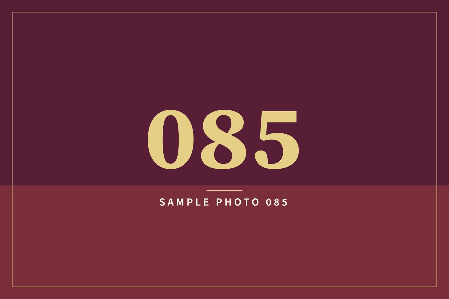 A sample image in the AFCO 5:20 colors that reads Sample Photo 085.