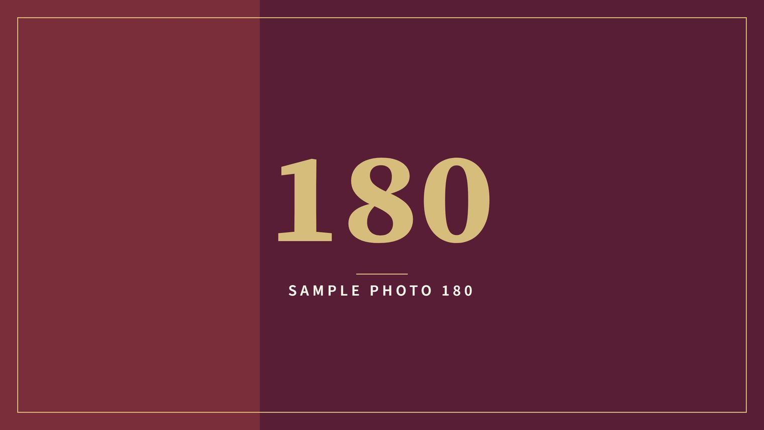 A sample image in the AFCO 5:20 colors that reads Sample Photo 180.