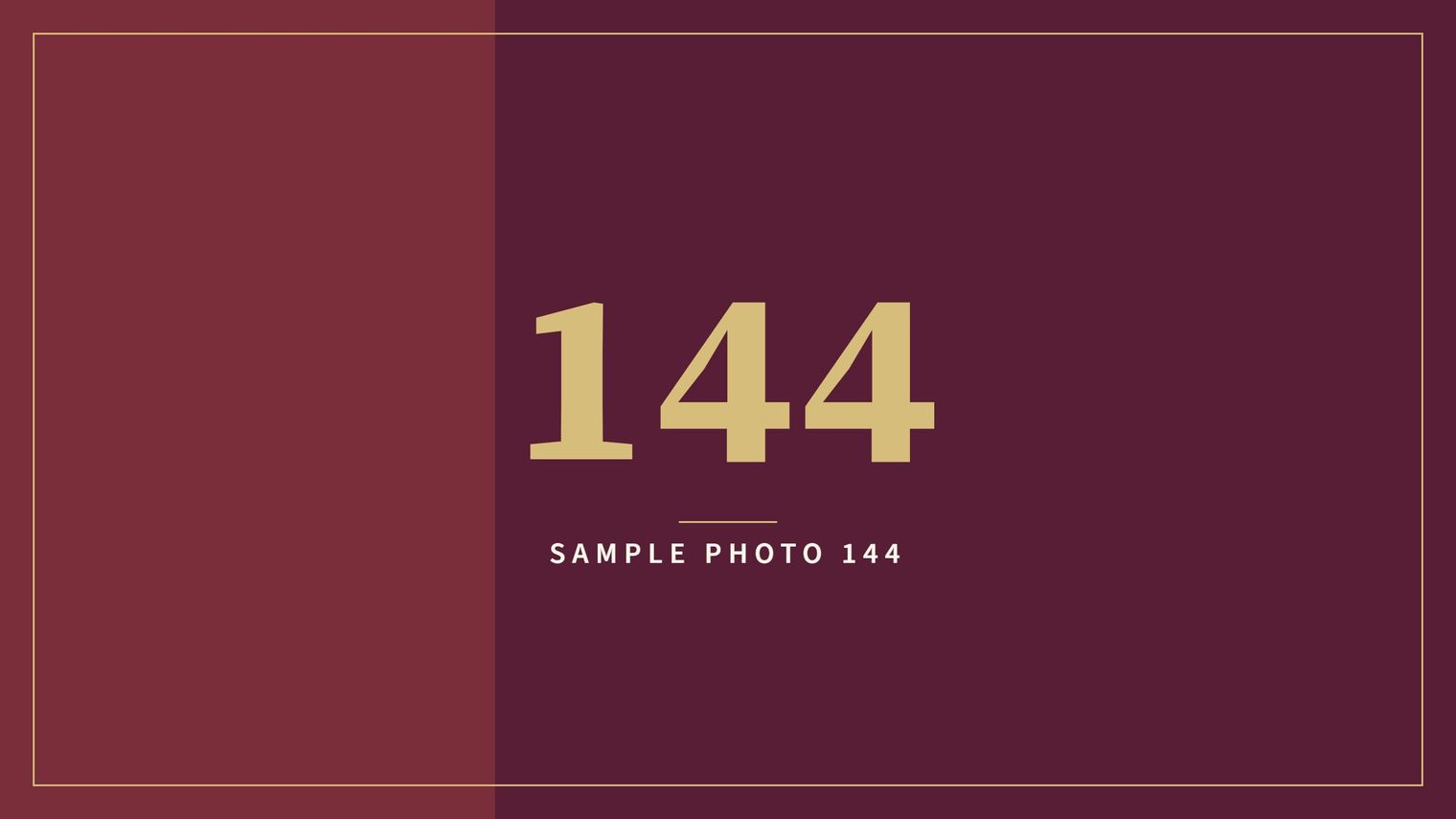 A sample image in the AFCO 5:20 colors that reads Sample Photo 144.