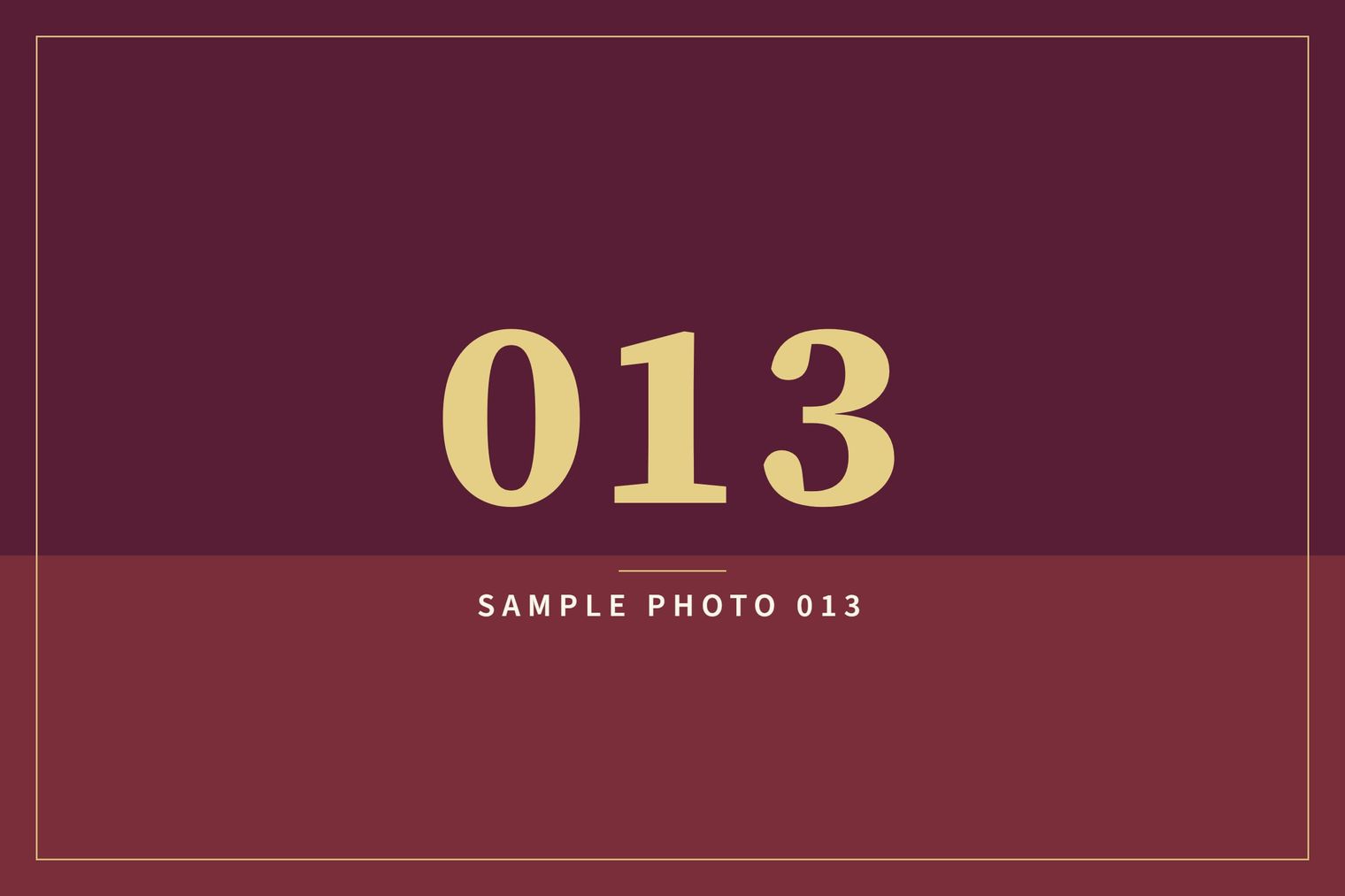 A sample image in the AFCO 5:20 colors that reads Sample Photo 013.