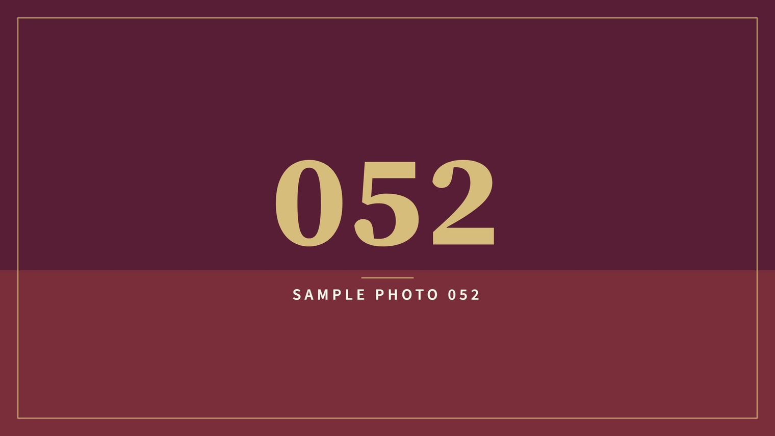 A sample image in the AFCO 5:20 colors that reads Sample Photo 052.