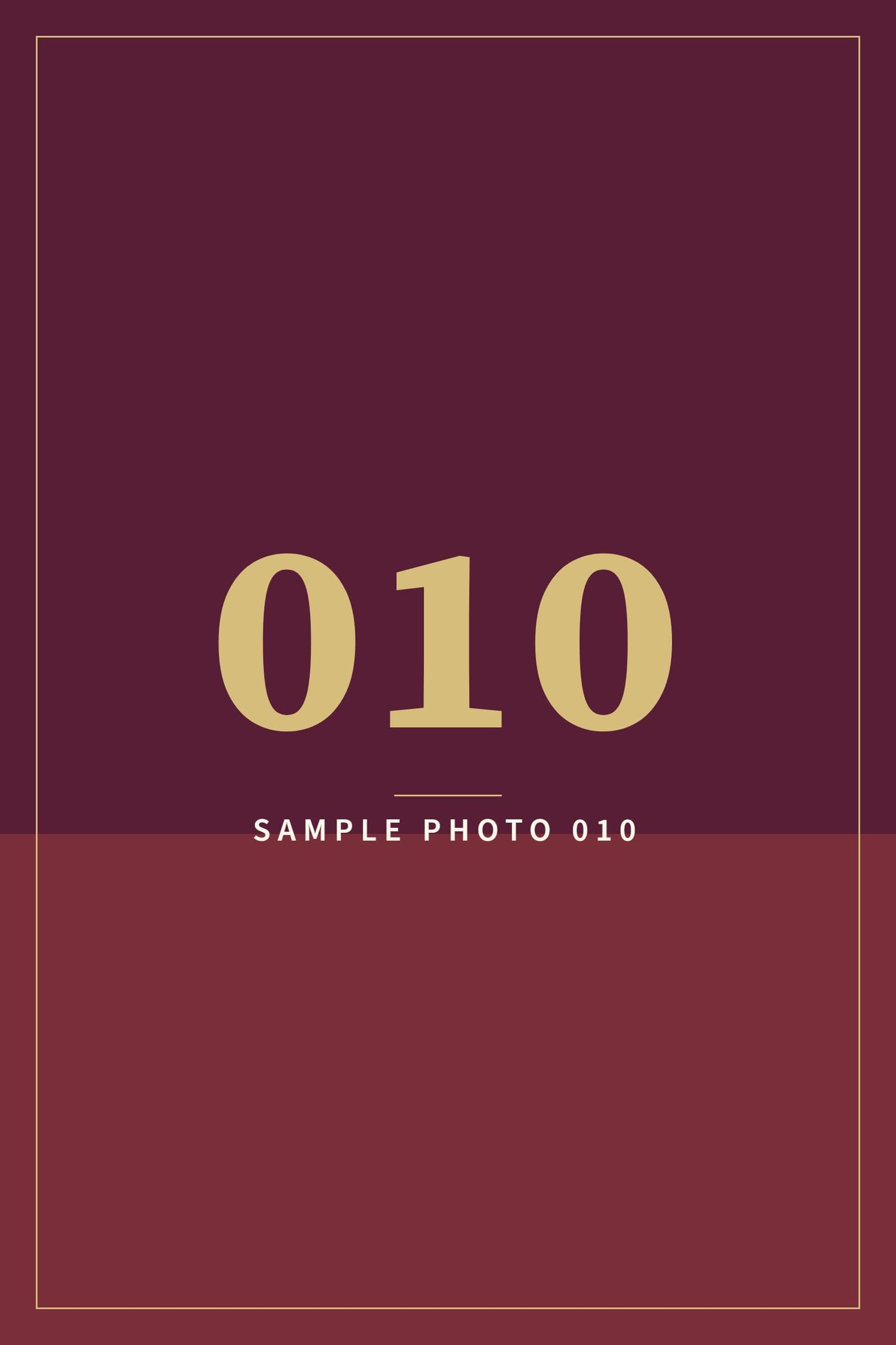 A sample image in the AFCO 5:20 colors that reads Sample Photo 010.