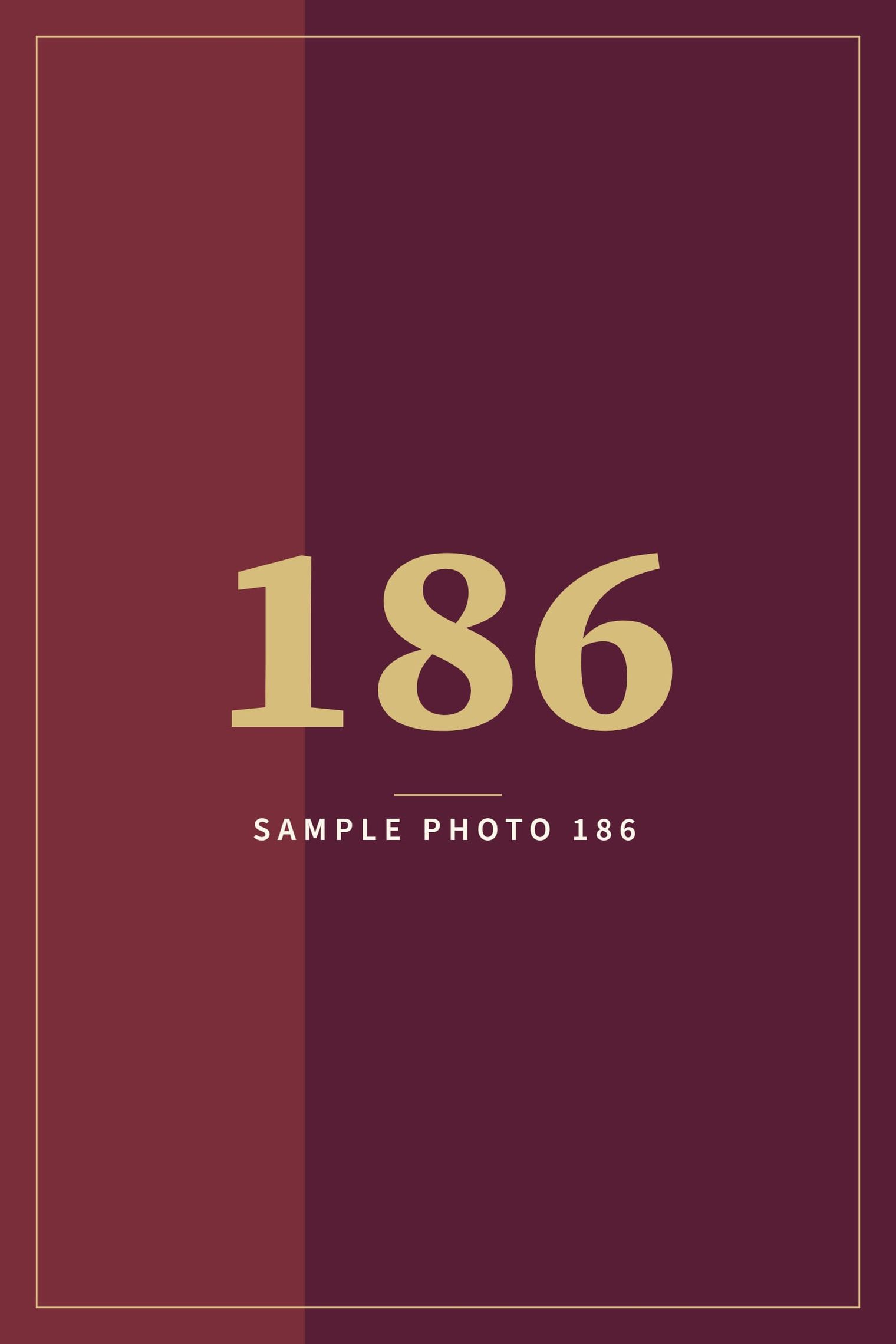 A sample image in the AFCO 5:20 colors that reads Sample Photo 186.