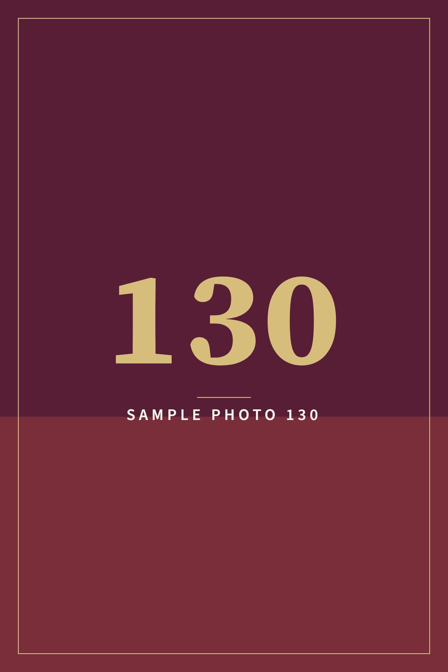 A sample image in the AFCO 5:20 colors that reads Sample Photo 130.