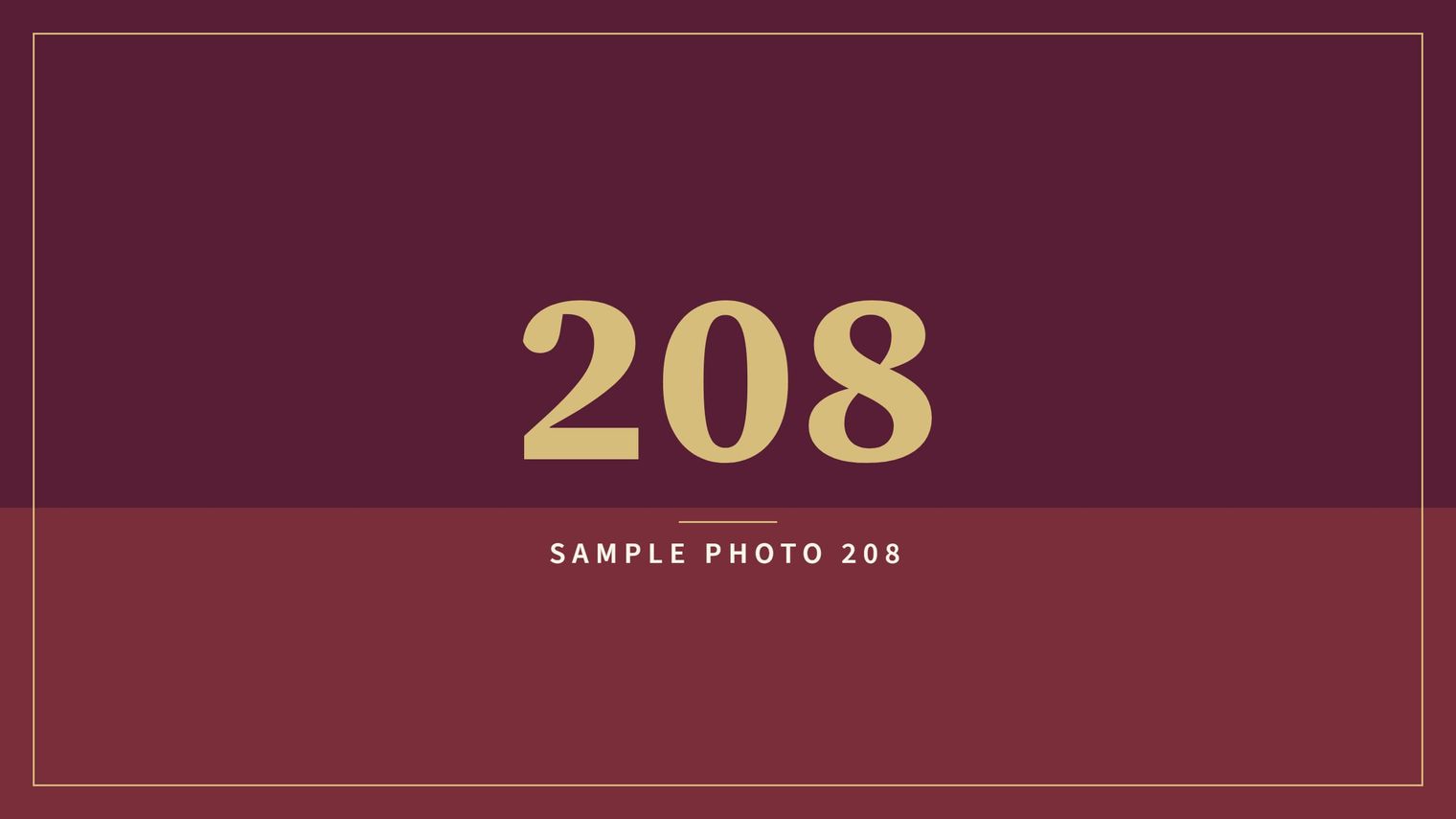 A sample image in the AFCO 5:20 colors that reads Sample Photo 208.